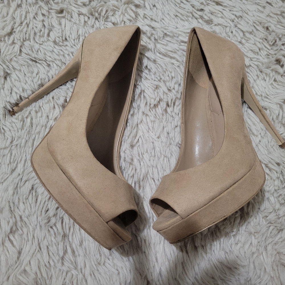 Aldo Suede Peep Toe Heels